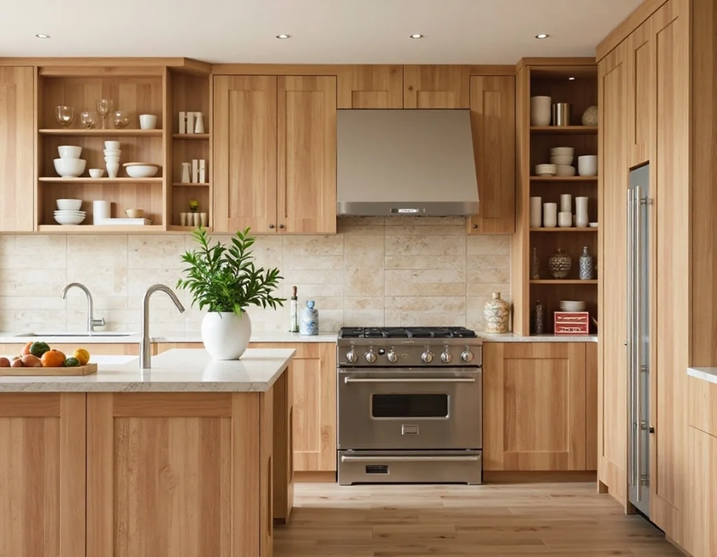 Warm Wood Kitchen Cabinets