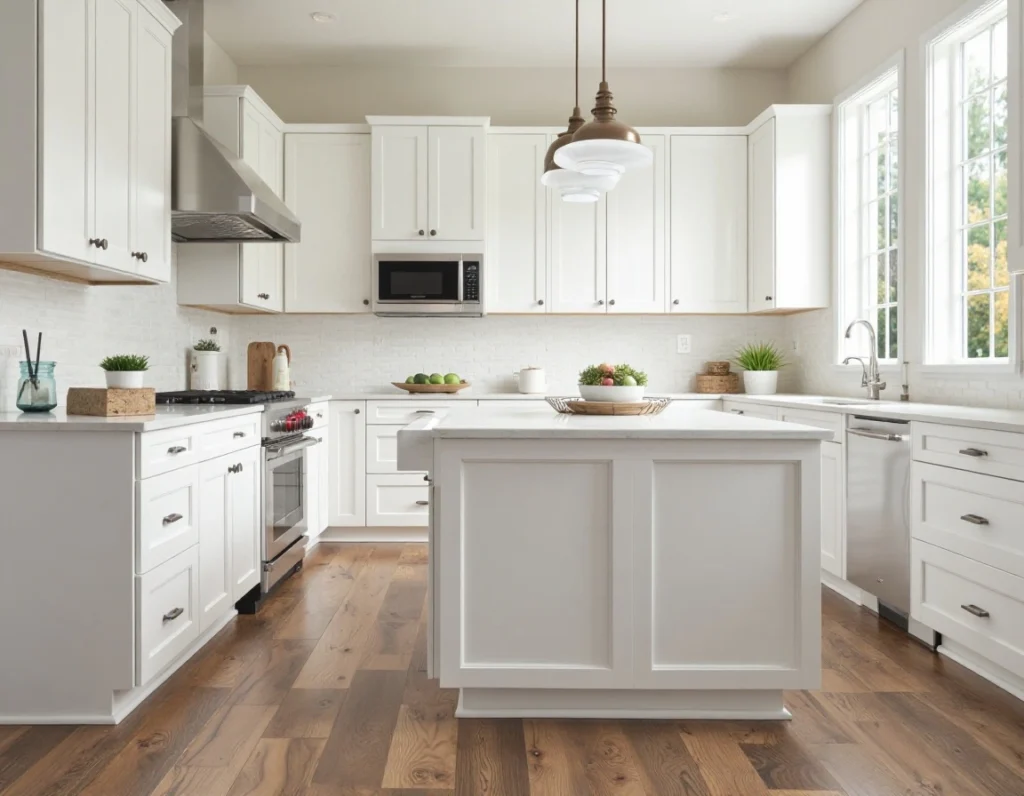kitchen cabinet and wood floor color combinations