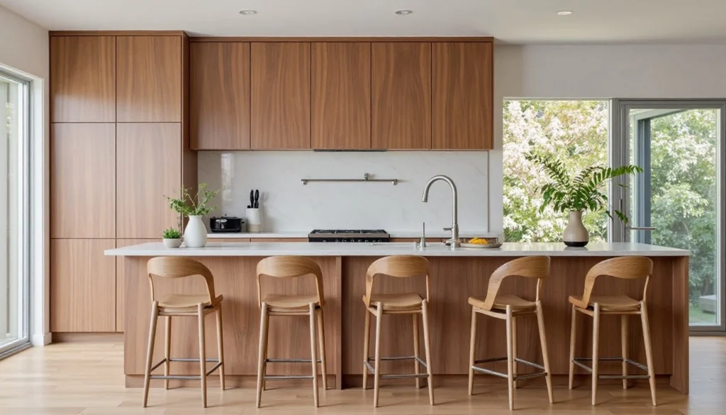 Natural walnut kitchen cabinets