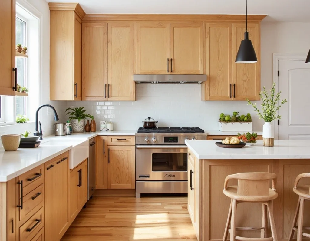 Warm Wood Kitchen Cabinets