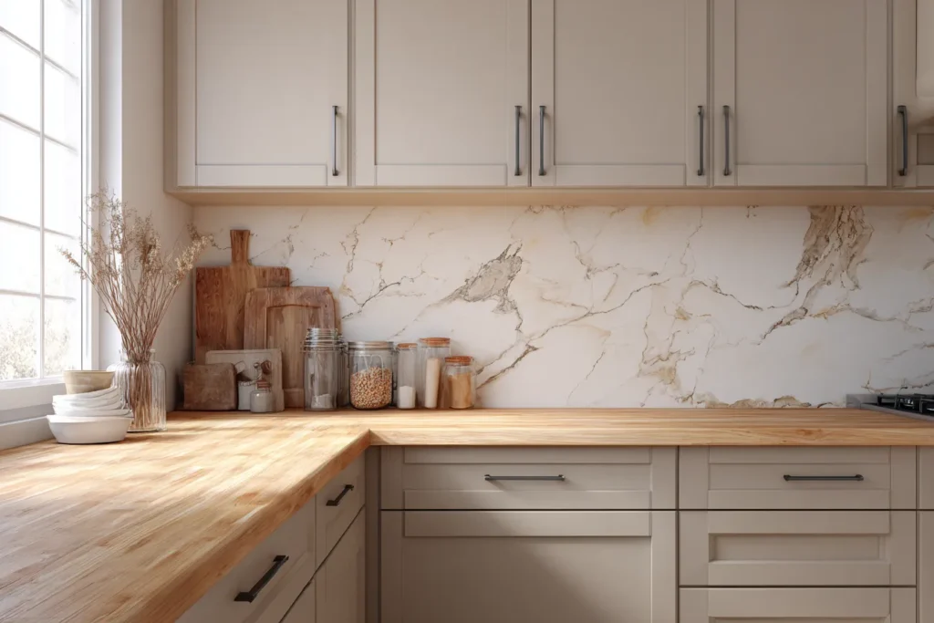 What pairs well with beige kitchen cabinets