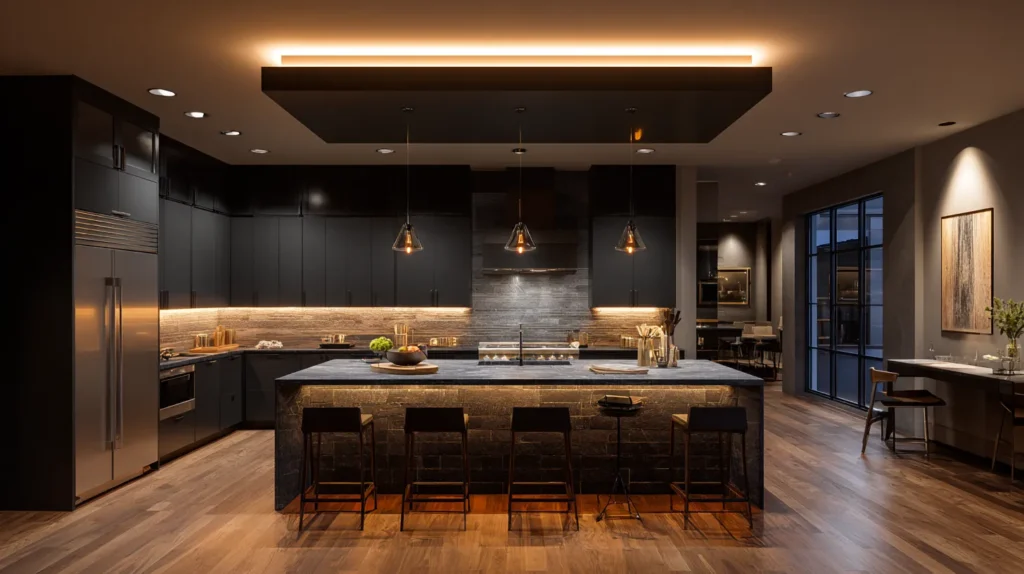 Lighting plans that make black kitchens feel bright
