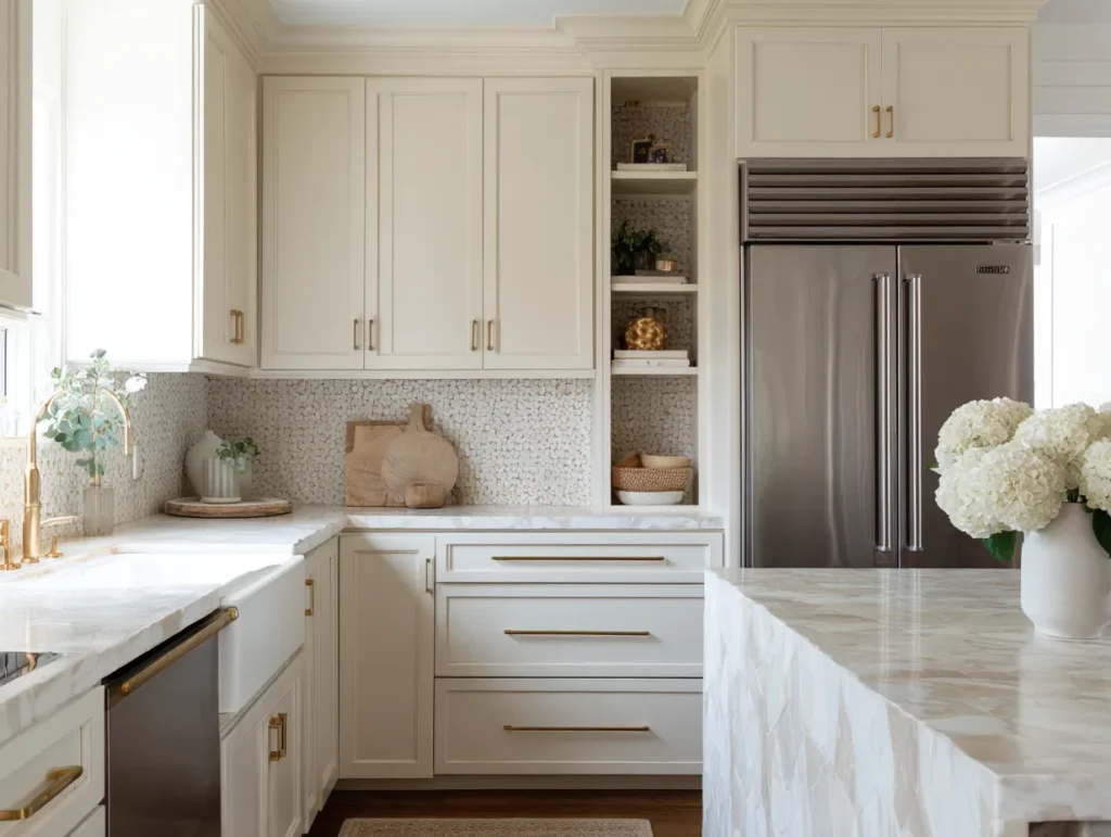 cream kitchen cabinets