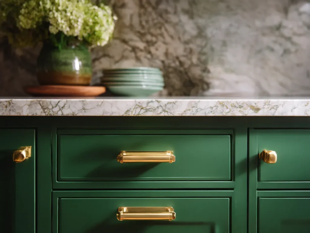 green kitchen cabinets
