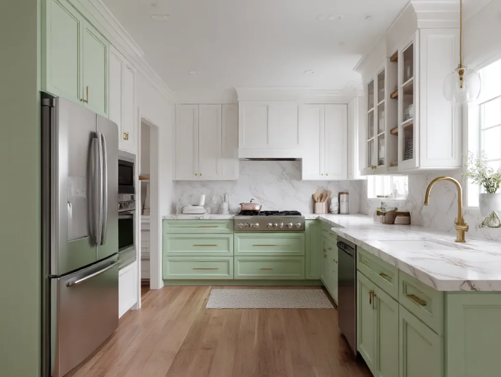 green kitchen cabinets