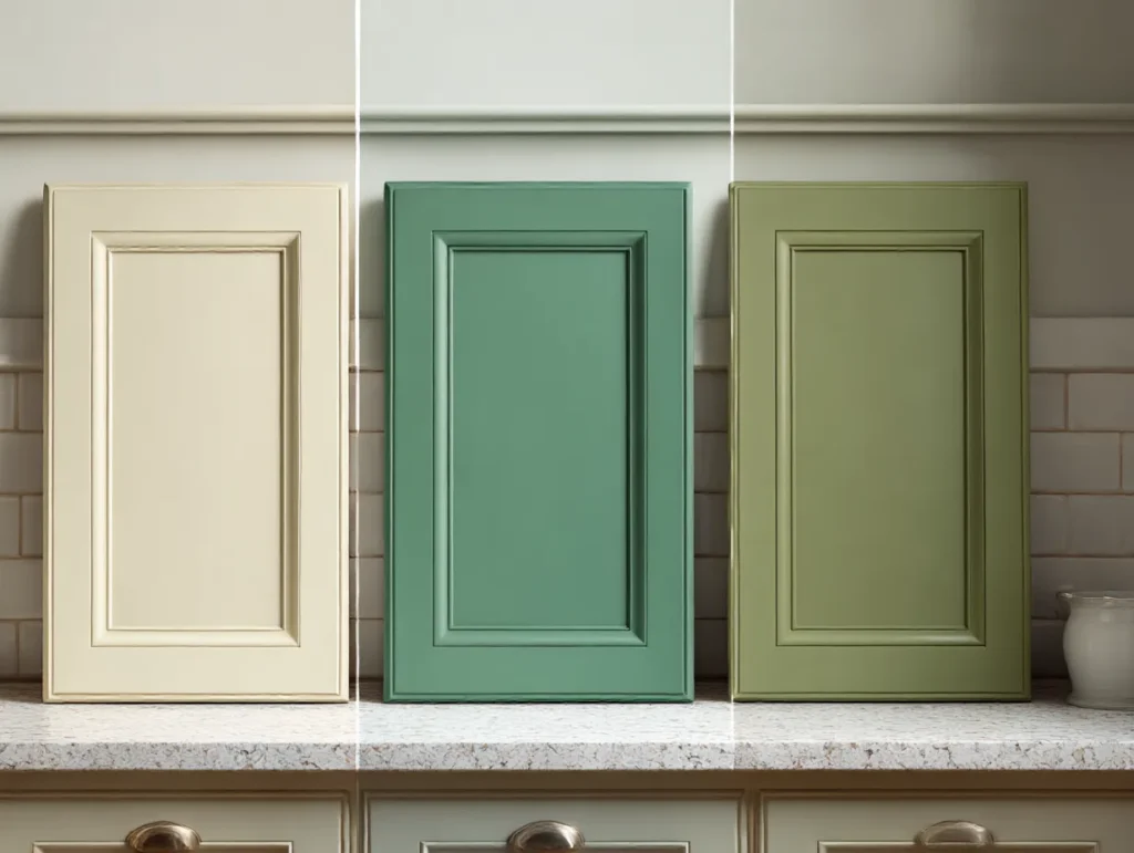 green kitchen cabinets