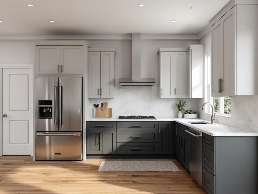 Two-Tone and Accent Cabinet Ideas with Gray Kitchen Cabinets