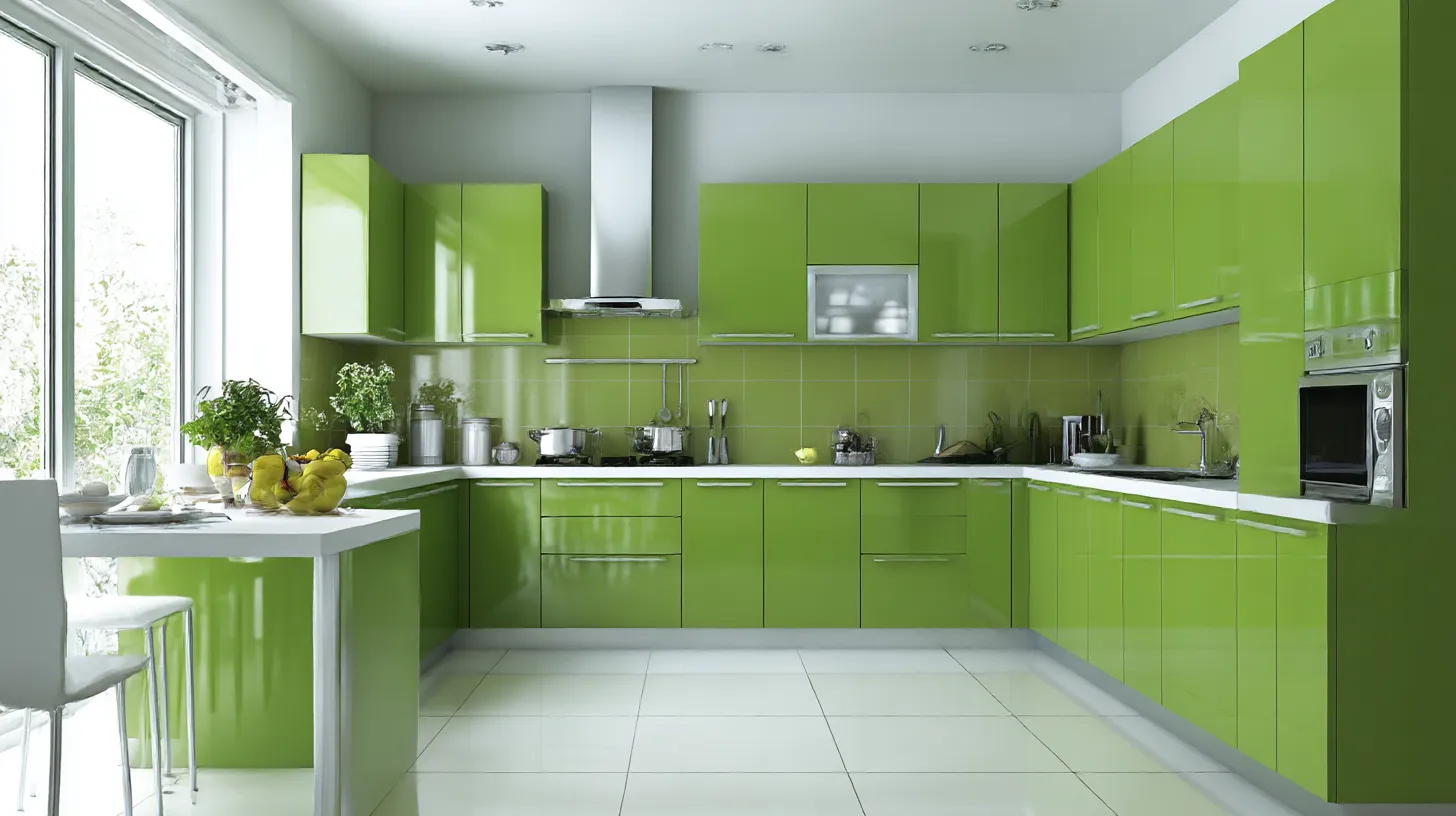 green kitchen cabinets