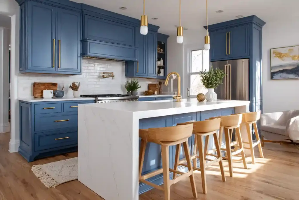 blue kitchen cabinets