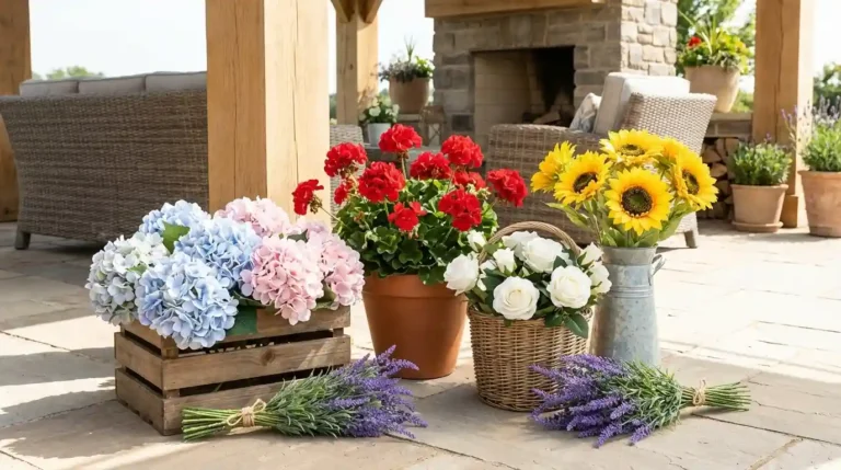 artificial flowers for outdoor decor
